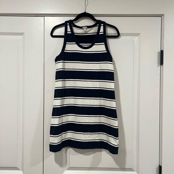 J Crew Women's Sleeveless Cotton Sundress Navy and White Stripes Size Small - Picture 1 of 9